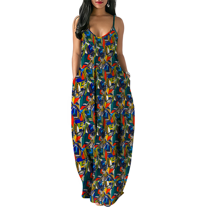 InkStone African Print Women's Tank Full Length Dress S-6XL