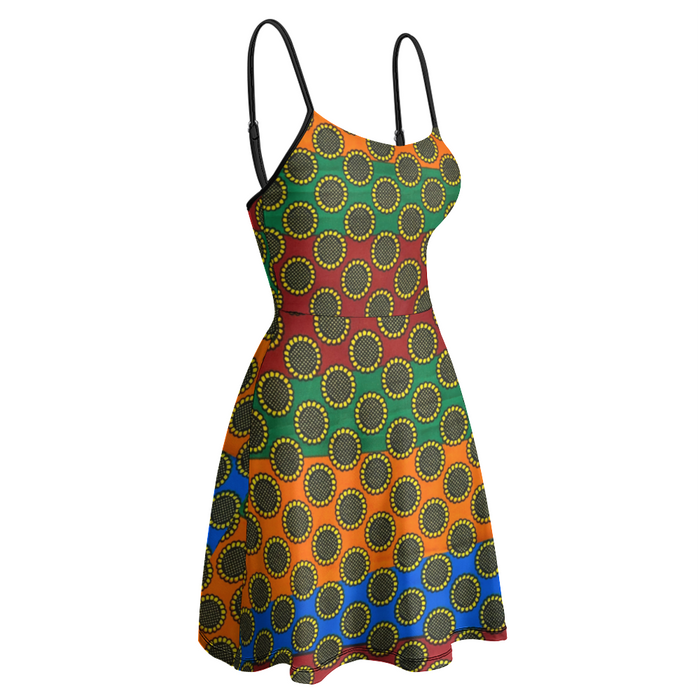 Sunflower African Print Women's Spaghetti Dress S-2XL