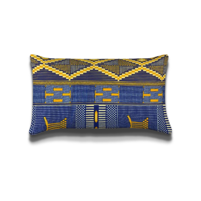 African Print Blue Kente Throw Pillow