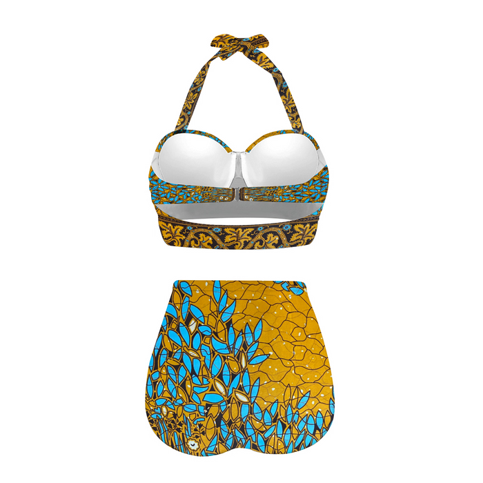 Essence Tree African Print  Women's Two-Piece Bathing Suit Halterneck Bikini