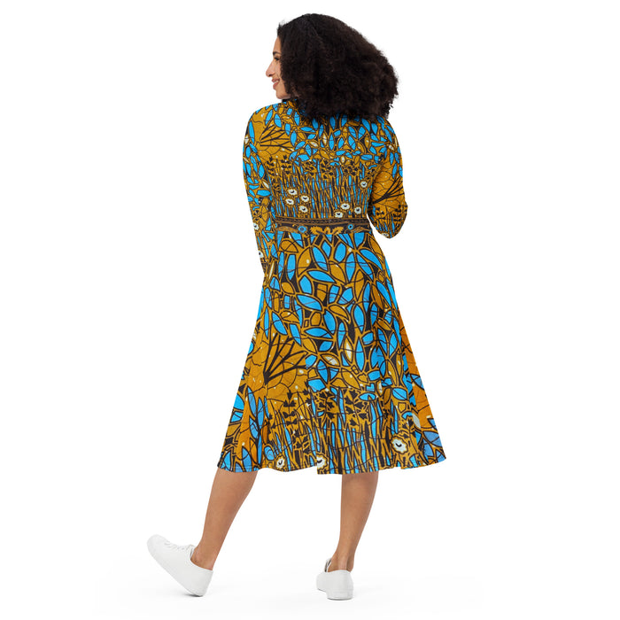 Essence Tree long sleeve midi dress with pockets (mockup)