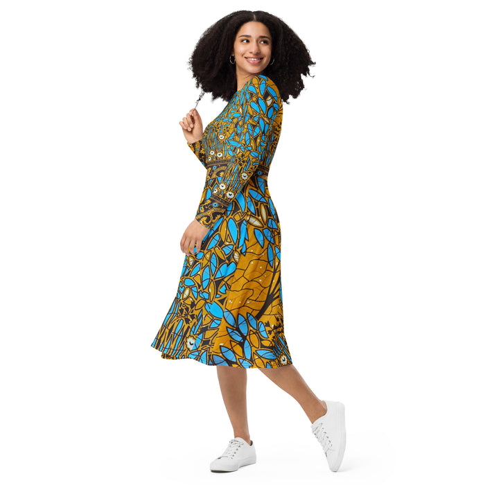 Essence Tree long sleeve midi dress with pockets (mockup)