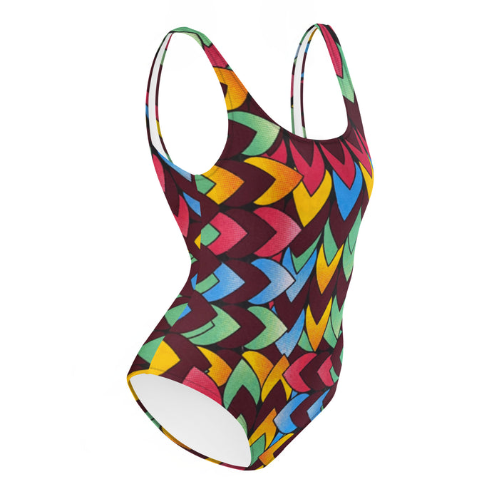 Chevron African Print One-Piece Swimsuit XS-3XL