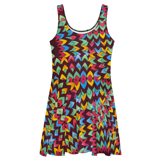 Chevron African Print Skater Dress