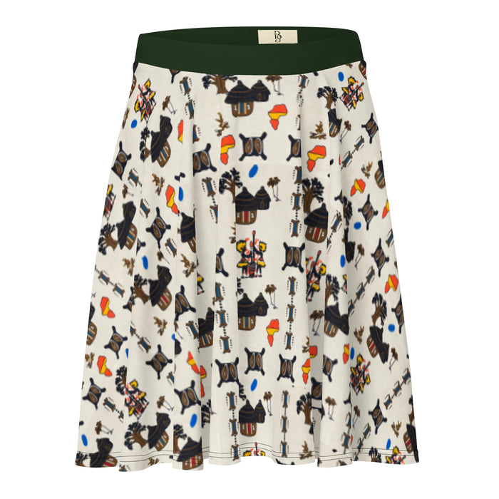 Village Life African Print Skater Skirt