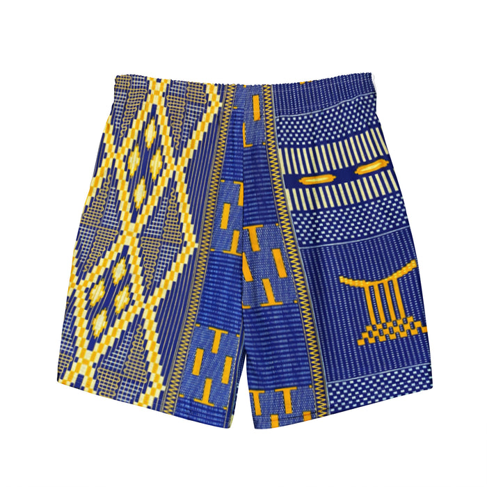 Blue Kente African Print Men's Swim Trunks