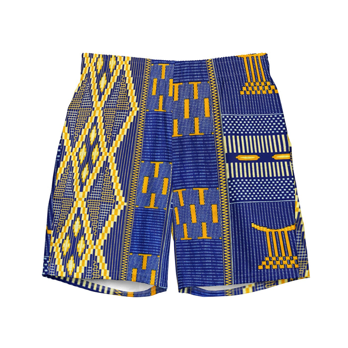 Blue Kente African Print Men's Swim Trunks