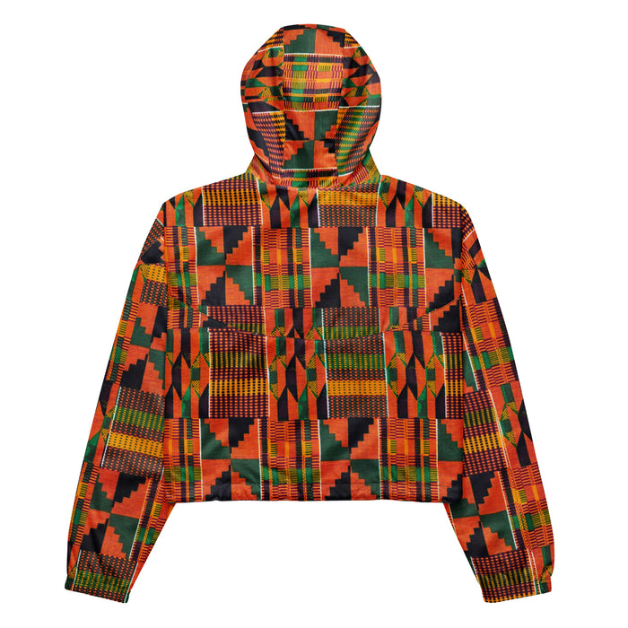 Orange Kente Women’s cropped windbreaker