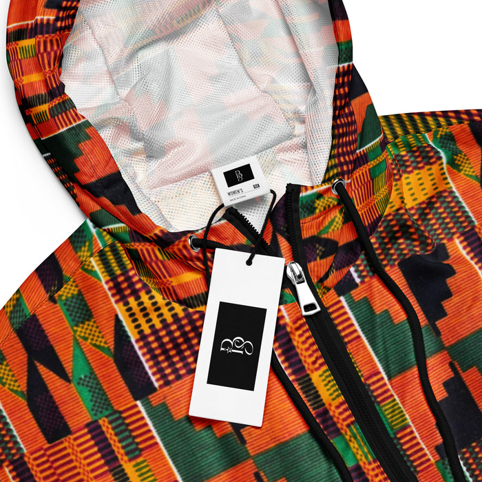 Orange Kente Women’s cropped windbreaker