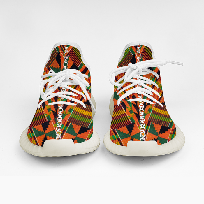 OG Kente African Print Shoes Classic White Breathable Lightweight Sneakers